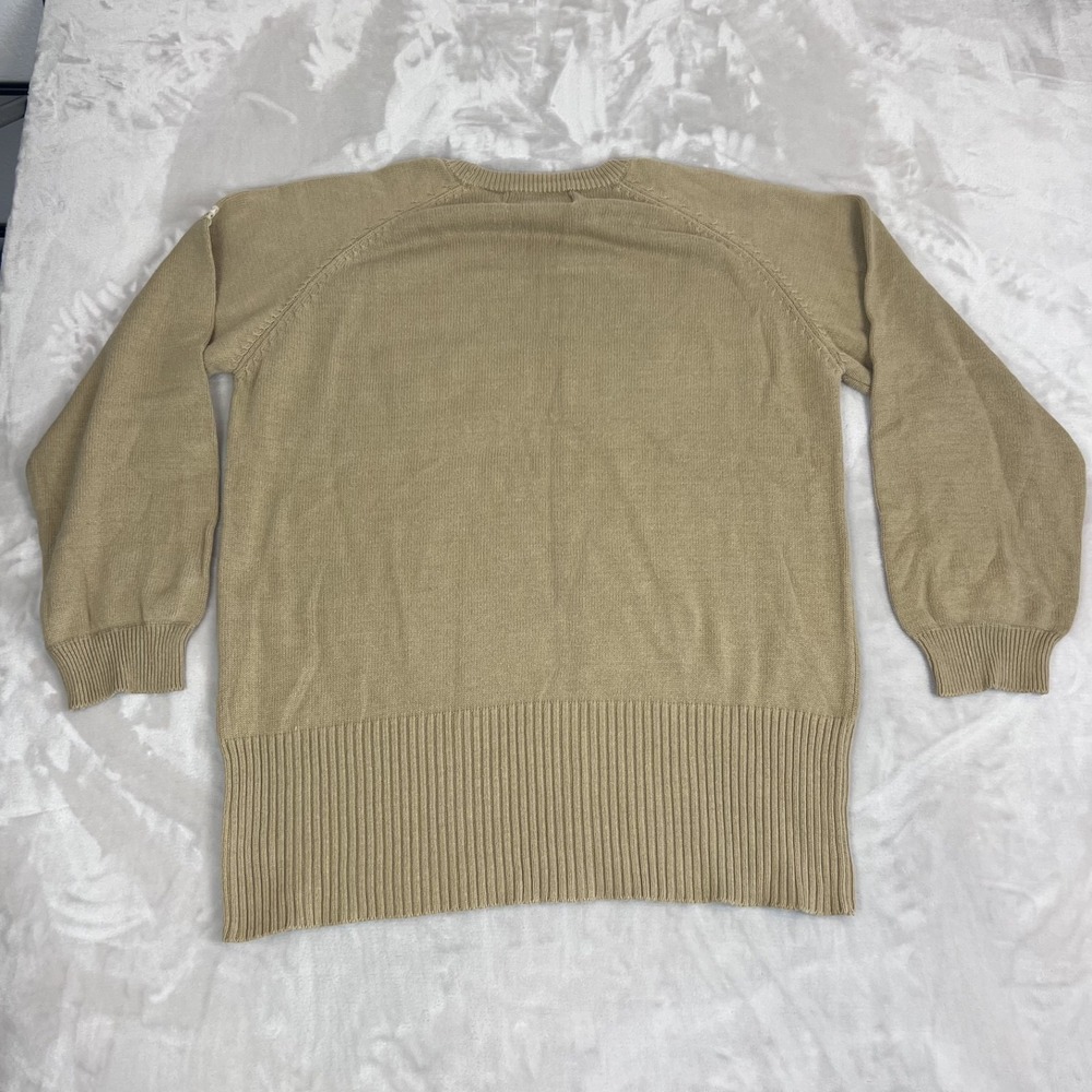 Vintage Wu Wear Sweater Mens XXL Tan Cozy Knit Cotton 90s Normcore Preppy Hiphop - Picture 7 of 8